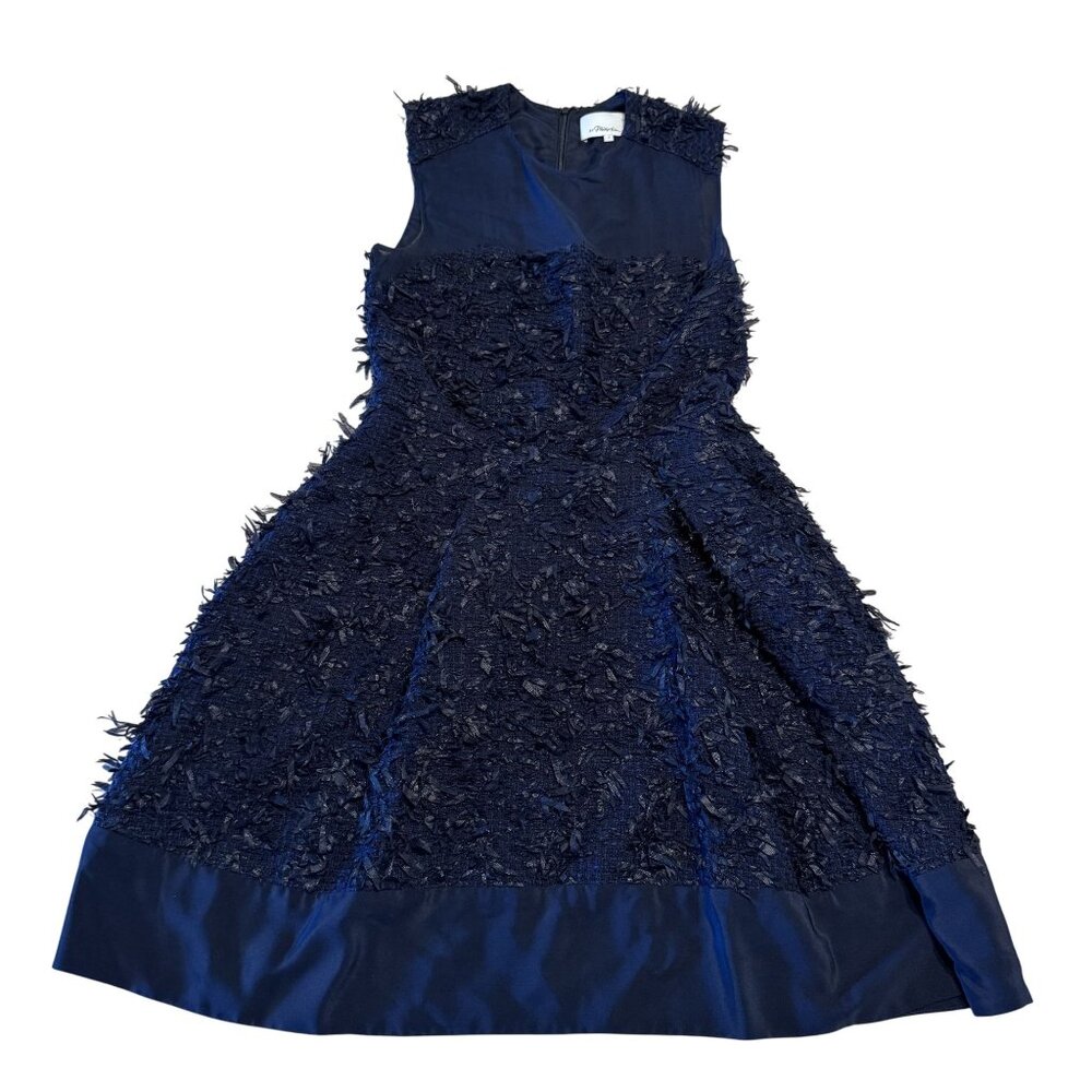 3.1 Phillip Lim Navy Blue Tweed Silk Lined Dress Women's 2